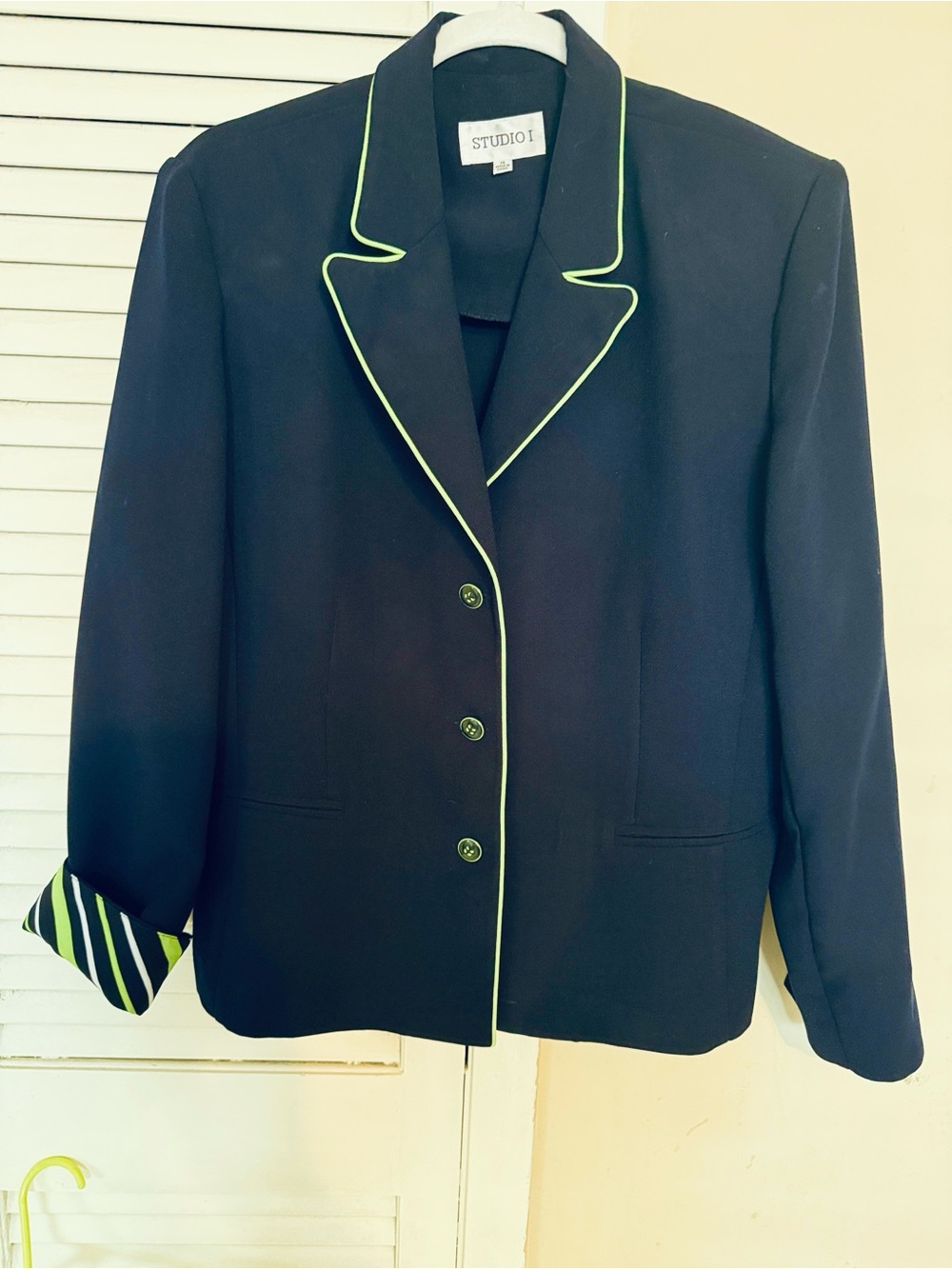 Studio 1 Navy Blazer with Lime Piping